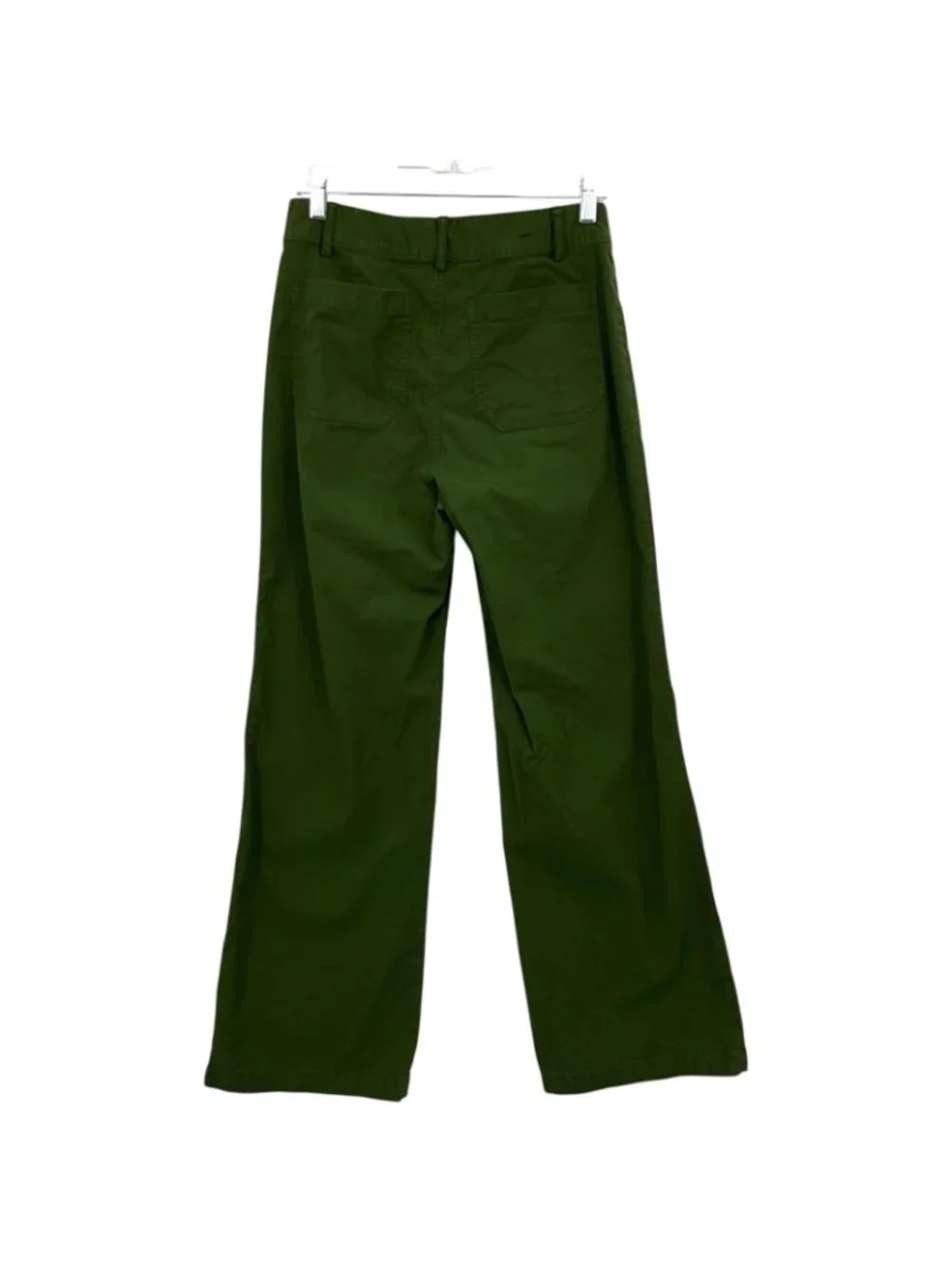 J.Crew Lizzie Pants Womens 27 Green Wide Leg Patch Pocket Stretch Twill Casual